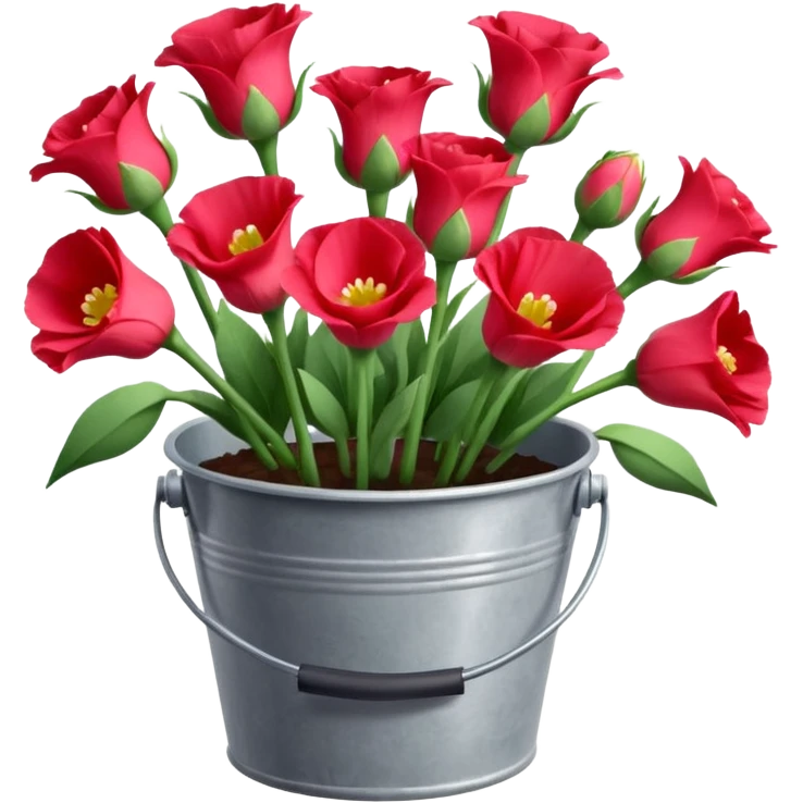 Beautiful light red flower bucket Eustoma emoji