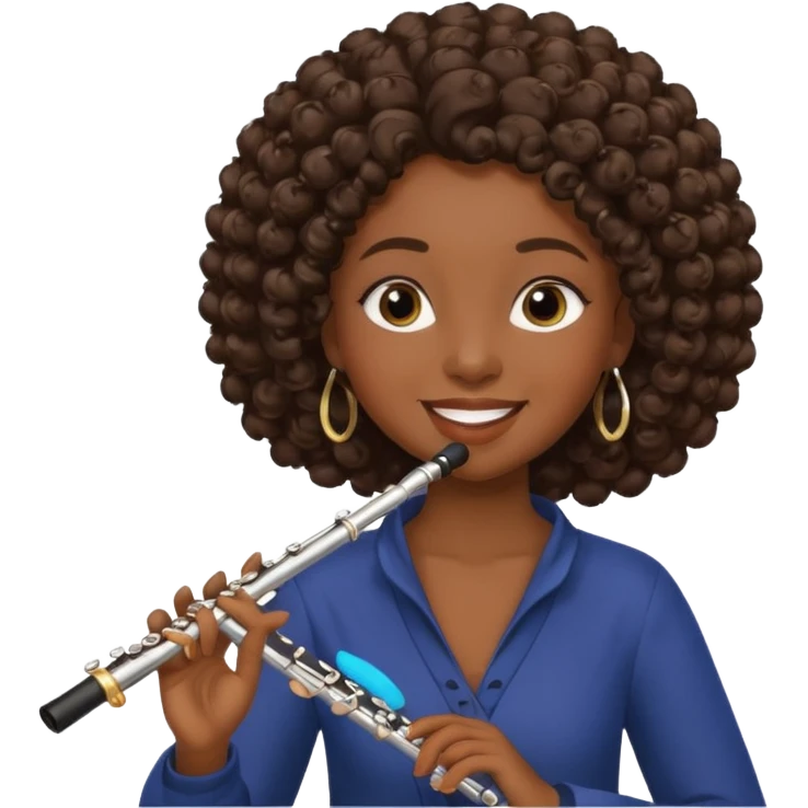 black woman playing flute emoji