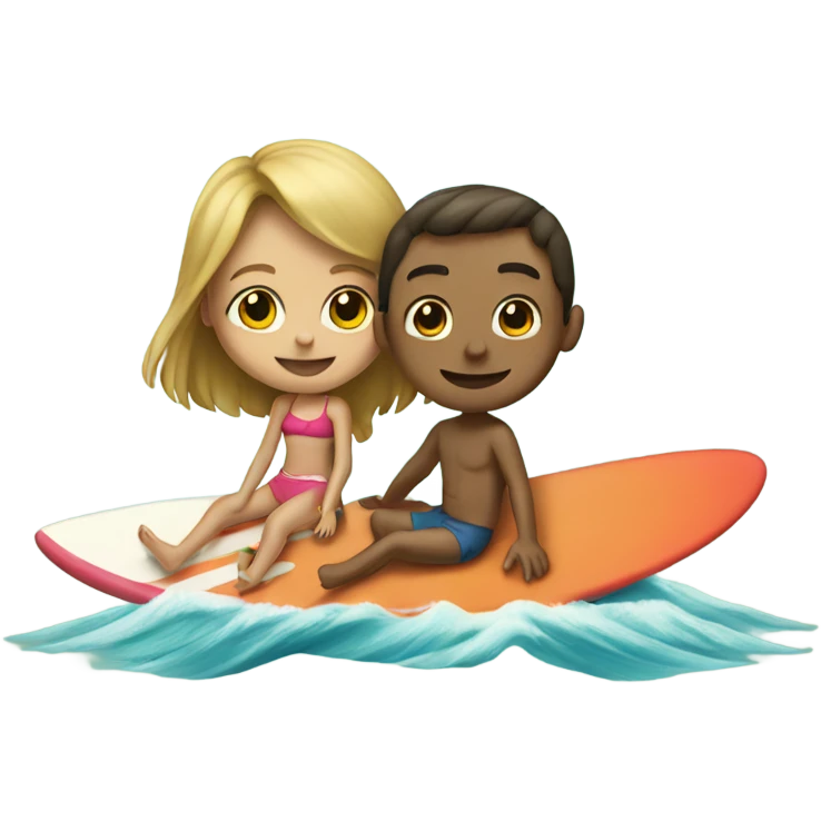 Girl and boy on surfboard together  emoji