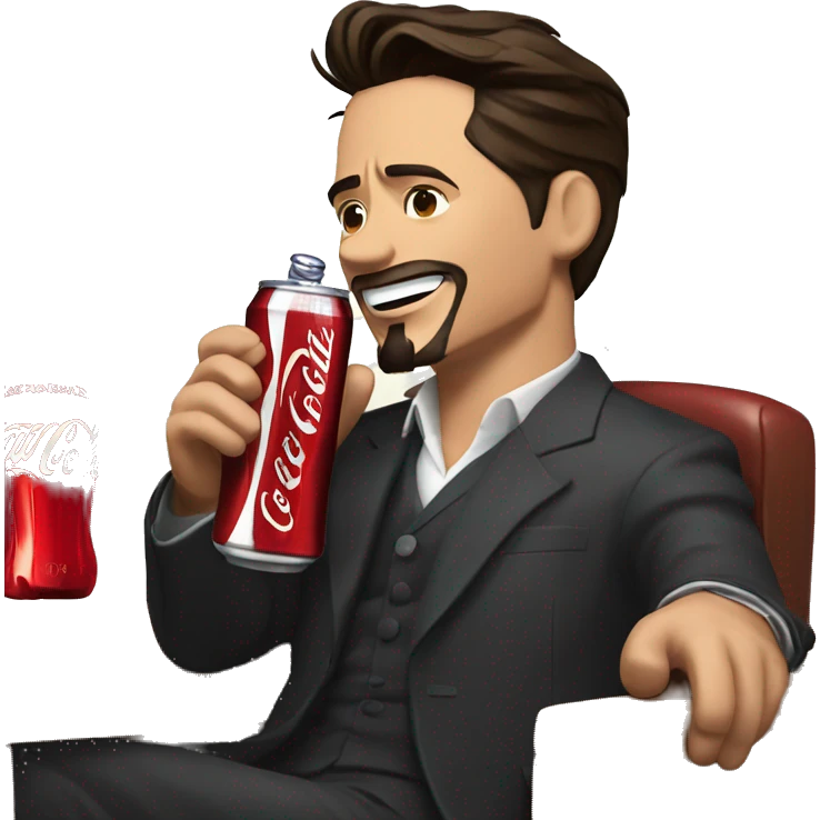 Tony Stark is drinking a bottle of Coca-Cola. emoji