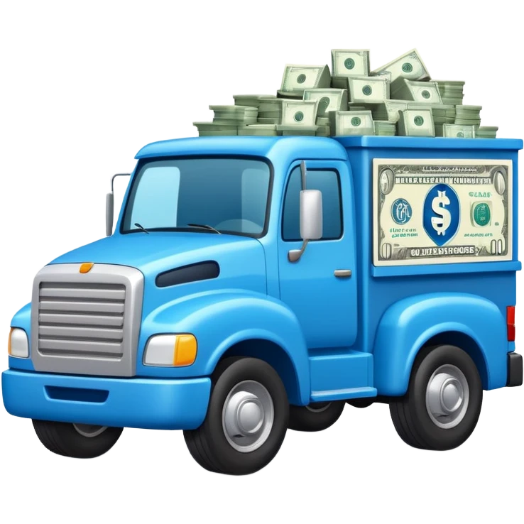 blue truck with money emoji