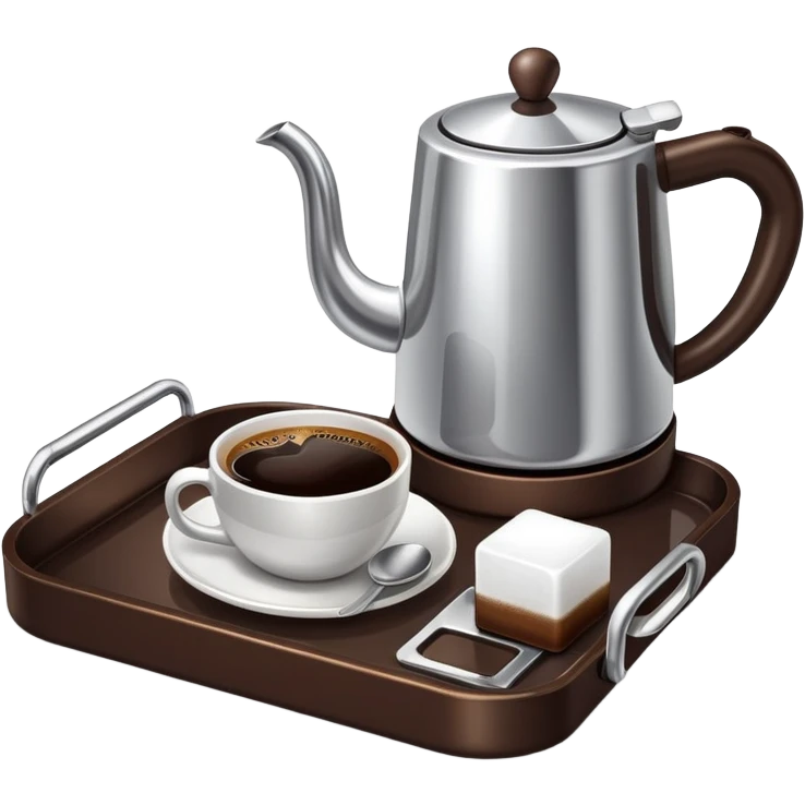A cup of coffee that carries a sugar cube and a kettle carries them together emoji