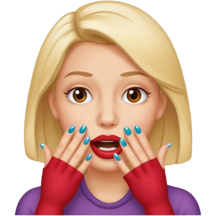 Chuckle with hand over mouth and acrylicd emoji