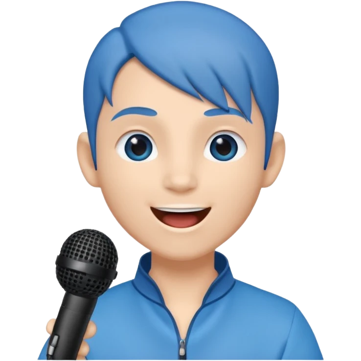 Avatar singing blue character with mic  emoji