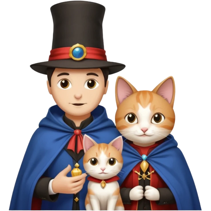 magician couple and their pet cat emoji