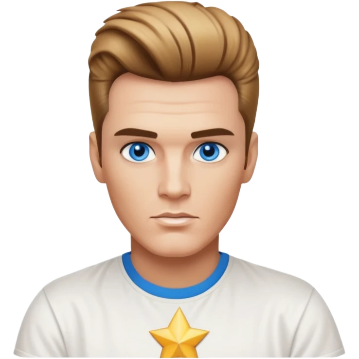 Vanilla Ice with blue eyes, light brown Elvis hairstyles emoji