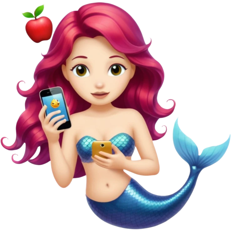 volumetric mermaid using an iPhone, apple emoji style emoji