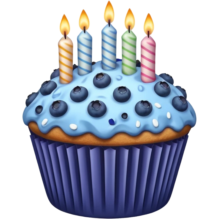 Blueberry Muffin celebrating birthday. Make sure it actually looks like a muffin with candles  emoji