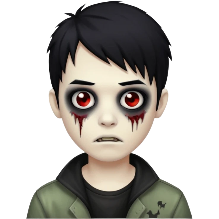 boy zombie with black hair emo emoji