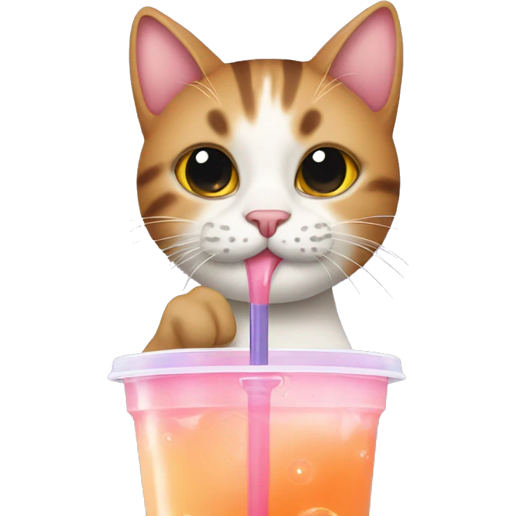 Cat drinking bubble tea emoji