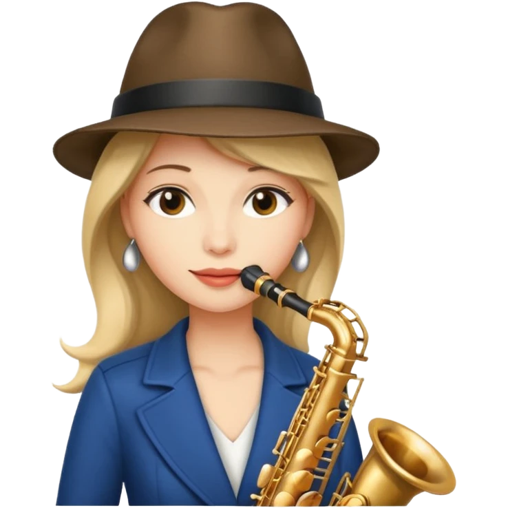 The woman in the hat playing the saxophone emoji