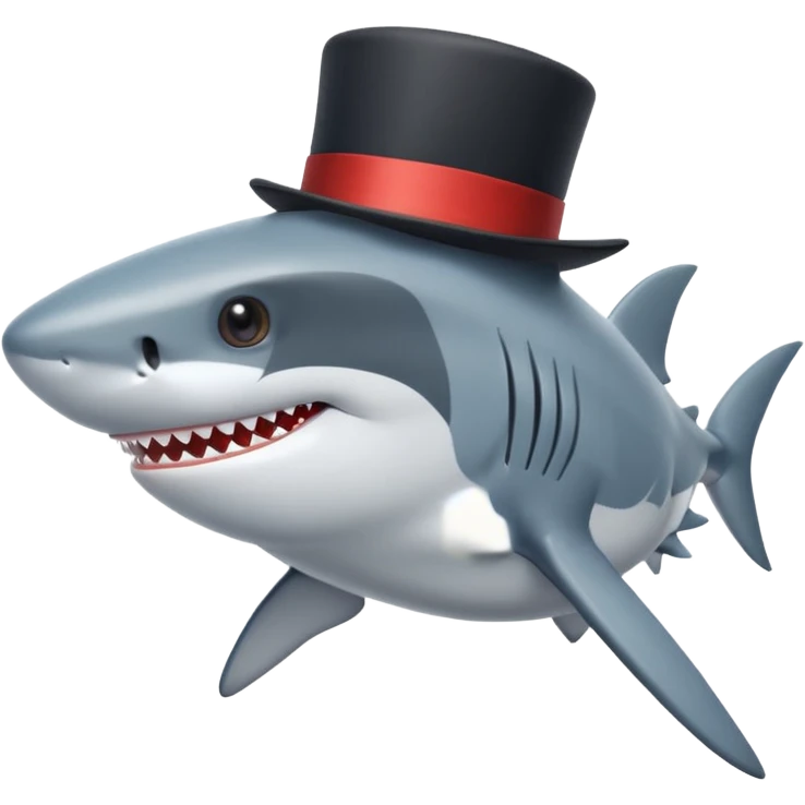 Shark with a top hat emoji