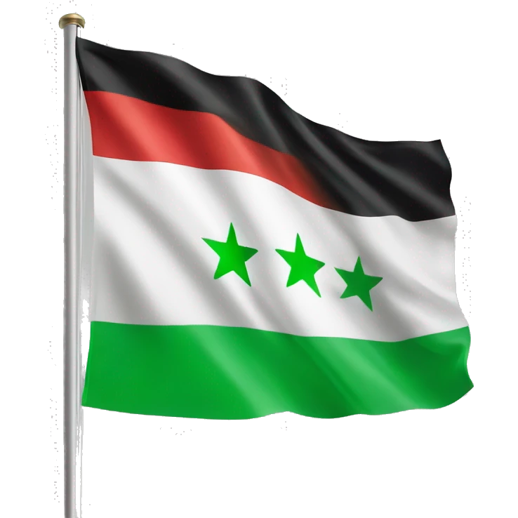 New syrian flag with green on the top, white in the middle with 3 red stars, and black at the bottom emoji
