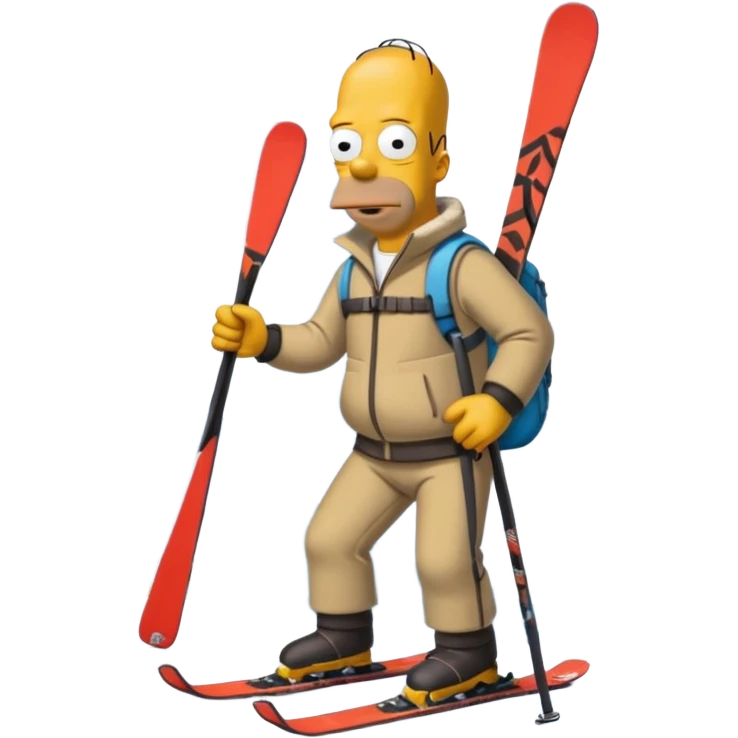 Homer Simpson qui fait du ski emoji | AI Emoji Generator