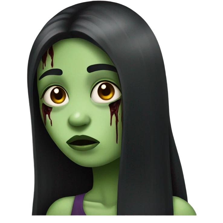 girl zombie with black long hair and franja  emoji