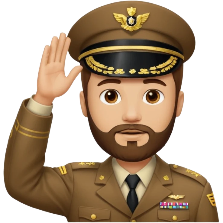 Cop with short brown hair and beard saluting emoji