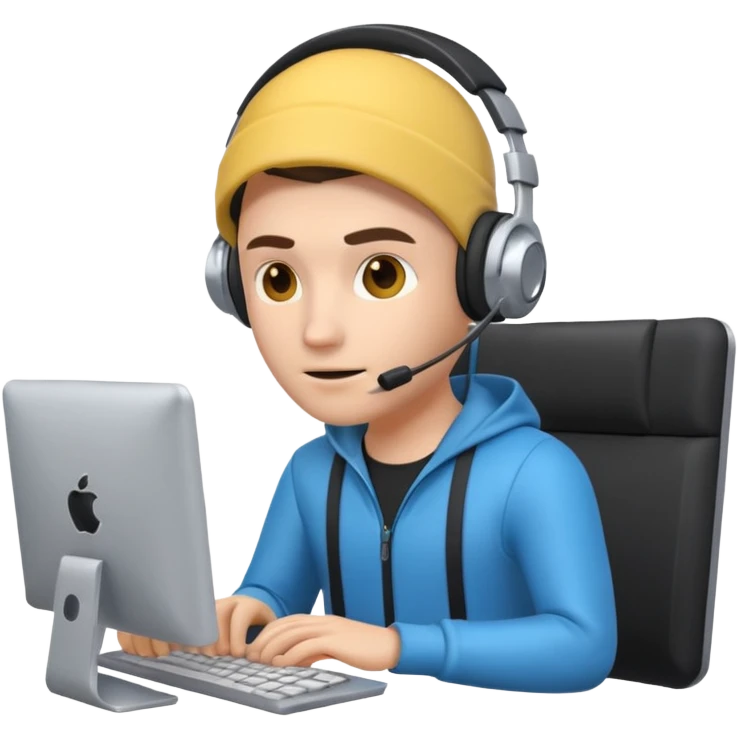a 3d hacker with computer emoji