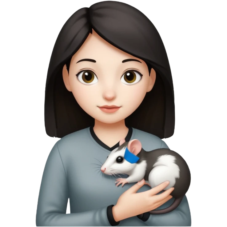 Девочка с двумя крысами на руках белой и чёрной emoji