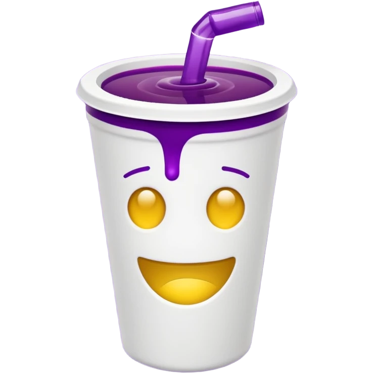  White styro with purple juice inside visible from the top only. Add a stoned yellow emoji face  emoji