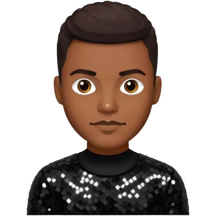 Christopher Williams, R&B Singer with dark brown hair, black sequin outfit emoji