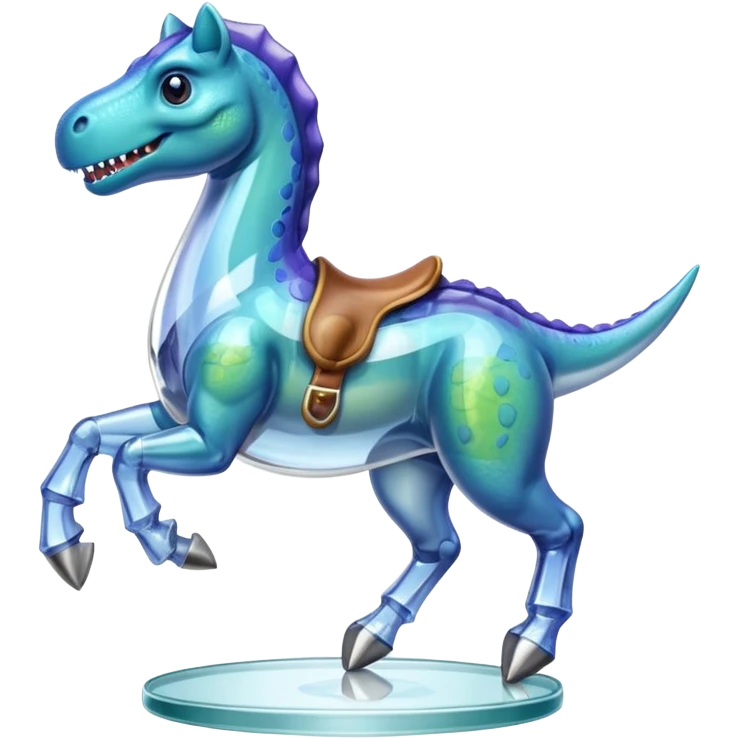 Dinosaur with glass riding horse emoji