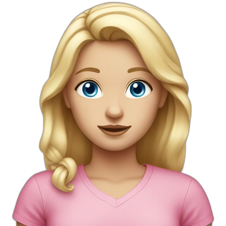 Blond girl with blue eyes and a pink shirt emoji