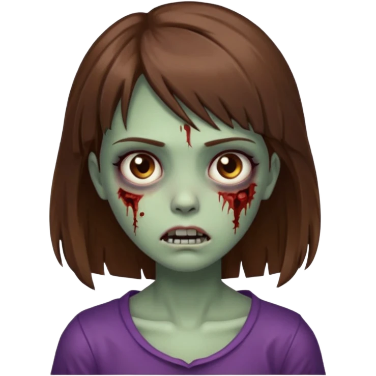 zombie girl with brown hair side bangs emoji emoji