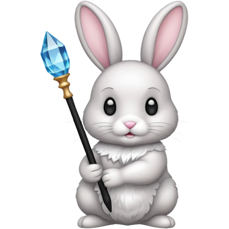 Bunny with black wand cristal  emoji