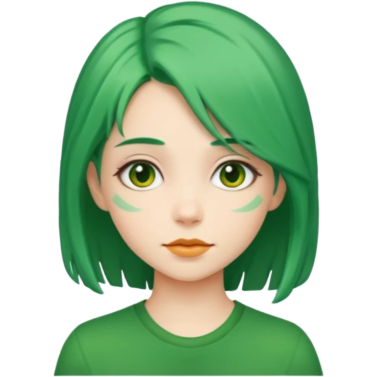 یک دختر که موهاش سبزه و بک گراندش بنفشه emoji