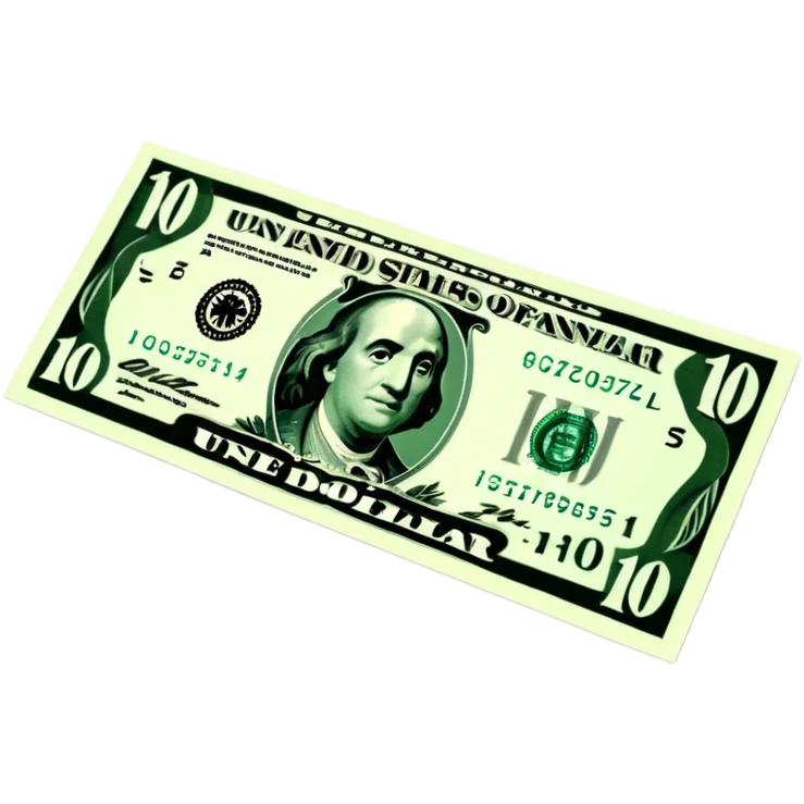 3D realistic US 100 dollar bill sticker, slight perspective, centered, clean cutout, transparent background, no text, no watermark emoji