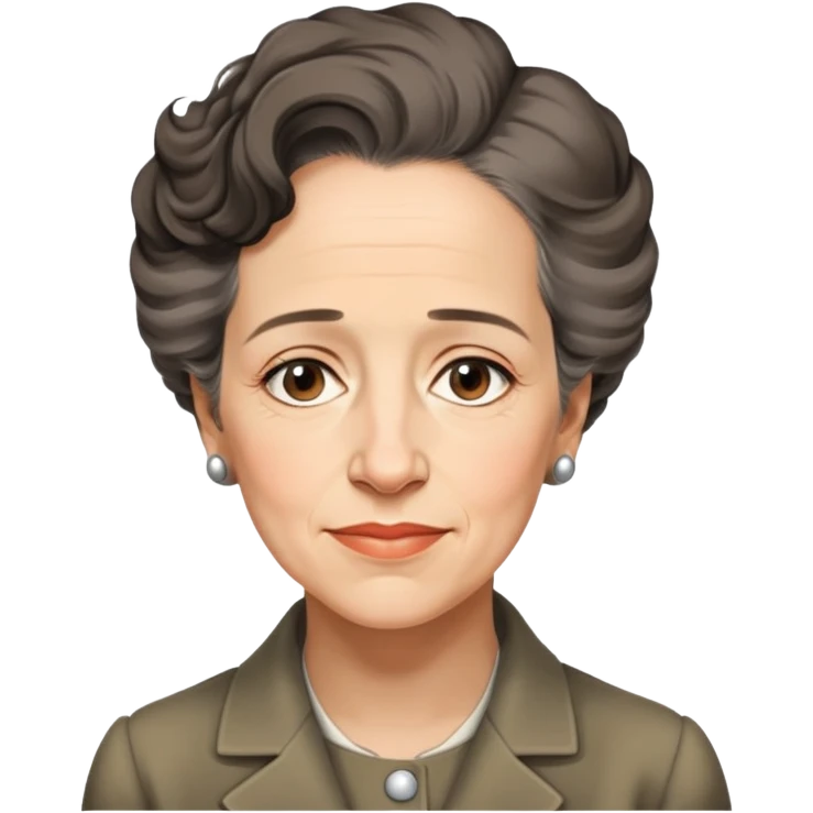 portrait of Hannah Arendt, thoughtful expression, no glasses, subtle smile, neutral background emoji