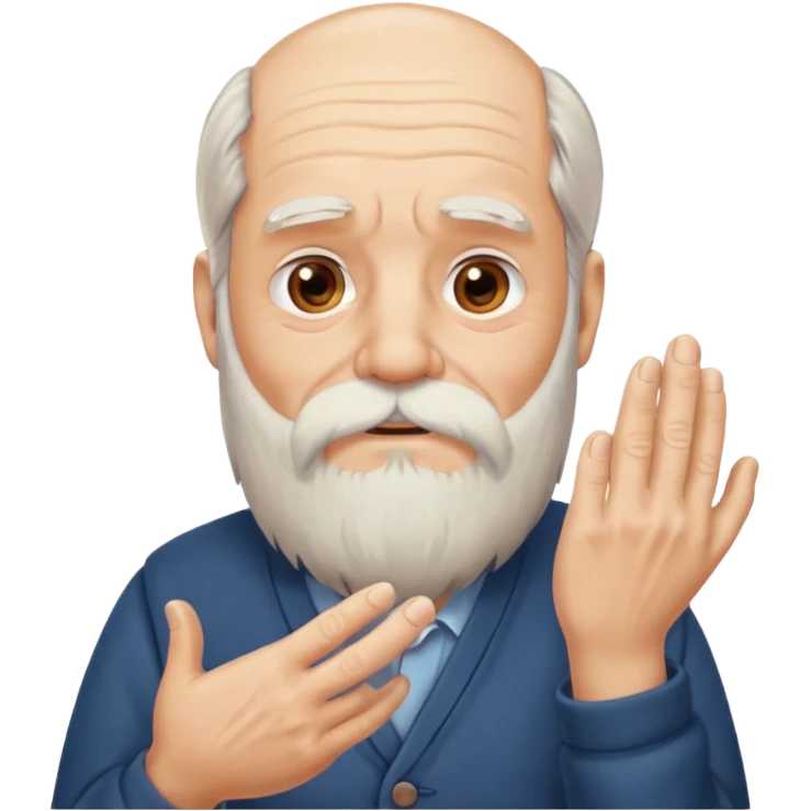 Old man stroking his beard with hand emoji
