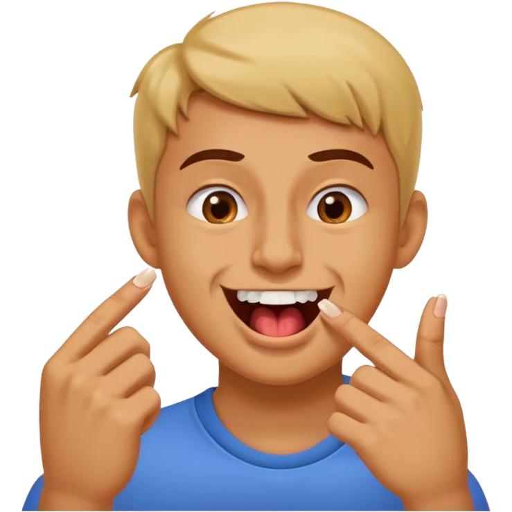 Emoji gêne et content qui mort un seule ongle Et on voit ses dents  emoji