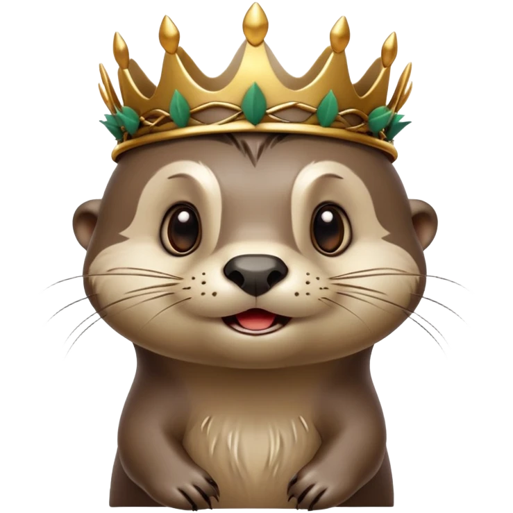 very anthropomorphic cartoon otter with highly expressive face in three-quarter profile view, exaggerated facial features, big expressive eyes, cartoony style, simple thorny stem wrapped horizontally around its forehead like Jesus Crown of thorns, very animated and emotive emoji