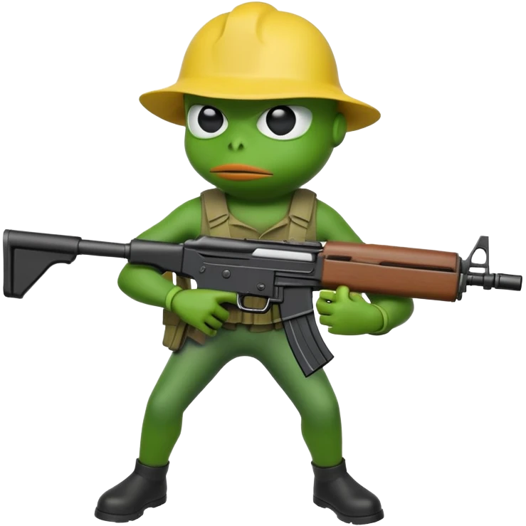 Ancap pepe with assault rifle  emoji