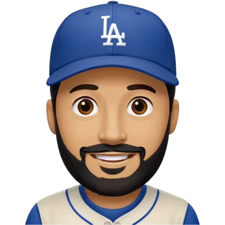 Can you make a guy with a black beard wearing an LA dodger hat? emoji