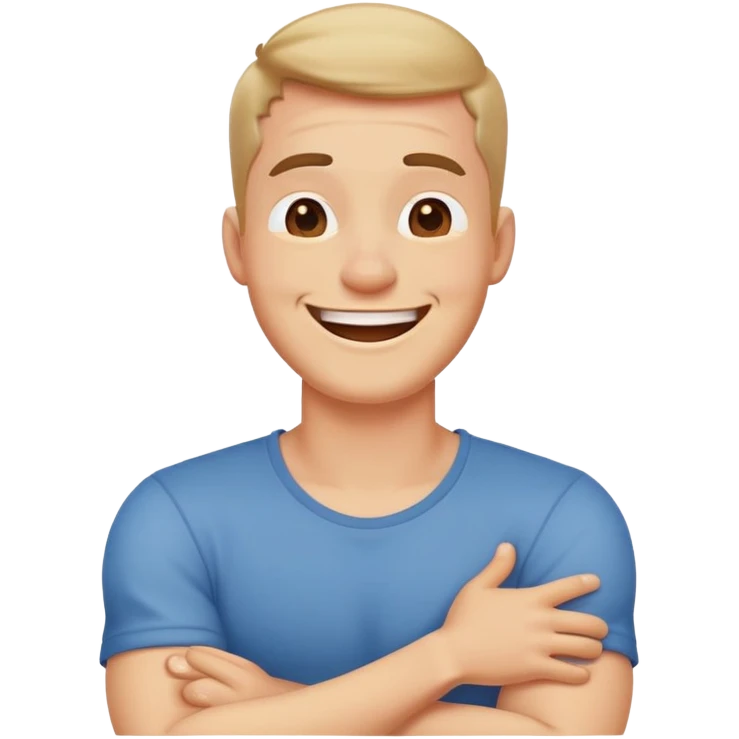 Arms cross holding neck laughing guy emoji