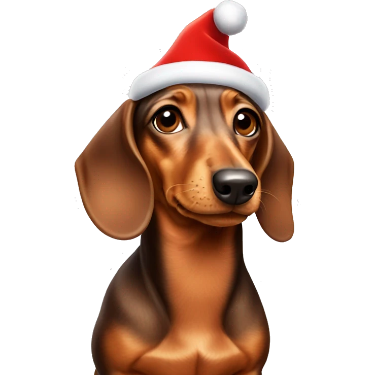 dachshund wearing santa hat emoji