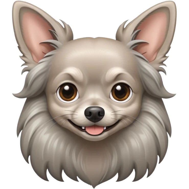 Long haired gray Chihuahua with snaggletooth  emoji