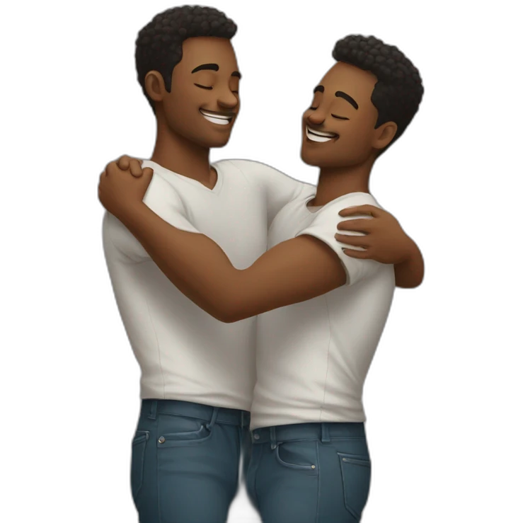 Two pretty young men hugging emoji