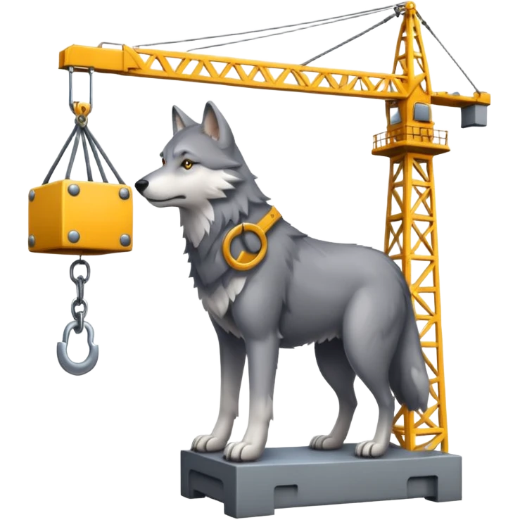  gray wolf rides on a tower crane emoji