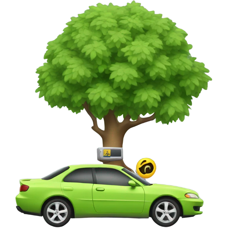 car scanning tree emoji