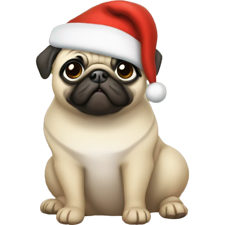 pug wearing a santa hat emoji