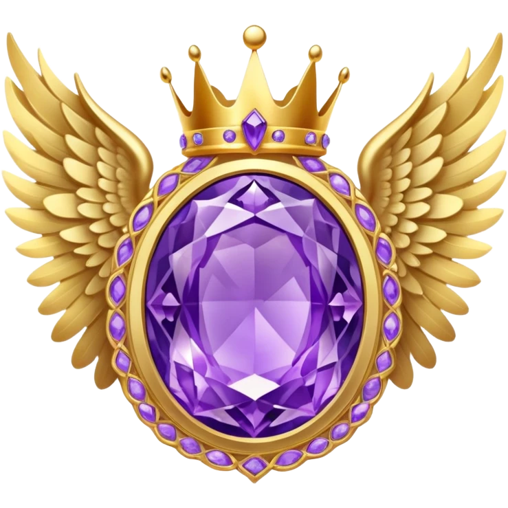 Big complex amethyst stone award-in-frame-decorated-with-big-golden-angel--wings and crown emoji