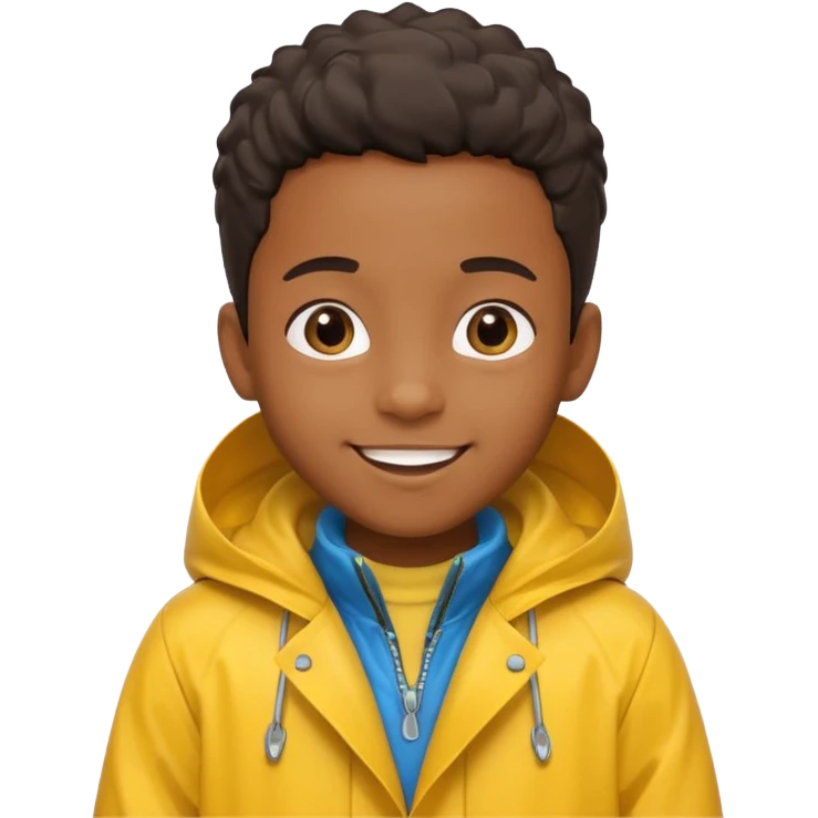 black kid with raincoat emoji