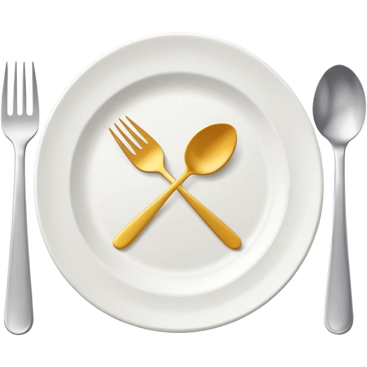 A clean and simple emoji-style icon: A round dinner plate with fork and knife on each side, symbolizing team meal. Minimal details, flat bright colors, emoji-like design. emoji