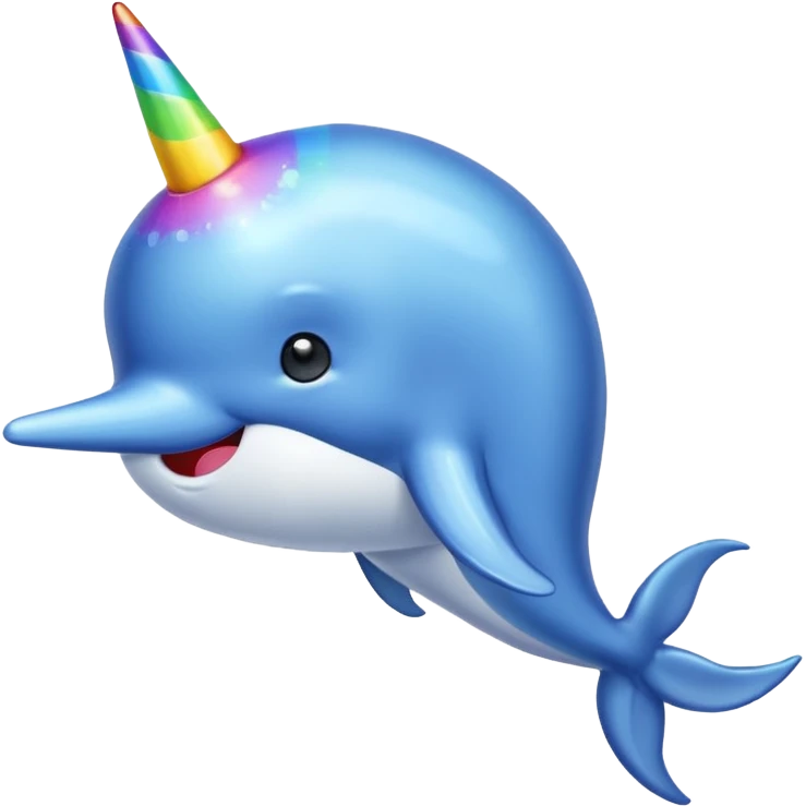  blue narwal with rianbow horn emoji