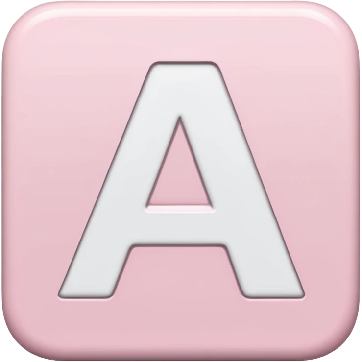 White letter A in a light pink sqaure emoji
