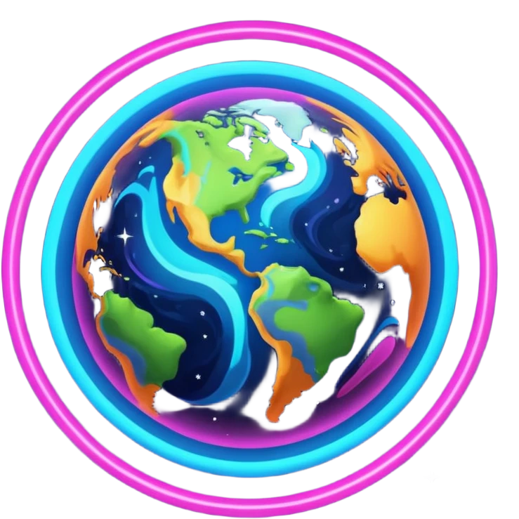 Neon earth emoji
