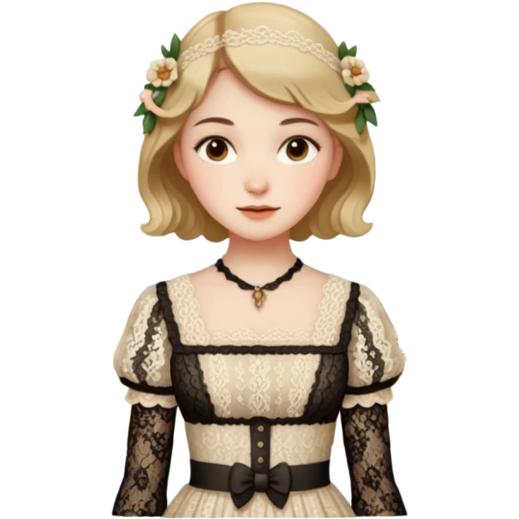 Cottagecore style realistic highly detailed with vintage material dress emoji